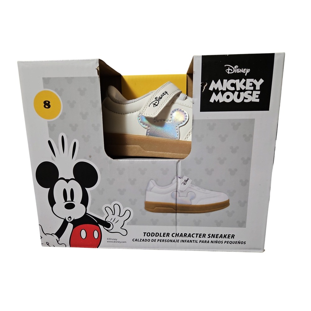 Disney Mickey Mouse Toddler Character Sneaker White Iridescent Size 8  0658